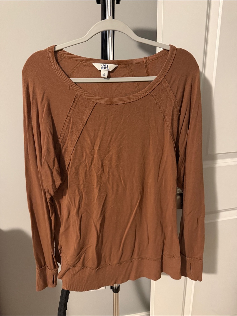 JoyLab Brown Long-Sleeve Pullover Top - Picture 2 of 3